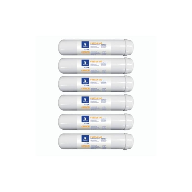 Scatola 6 filtri in linea Swan 12" carbone + Ag