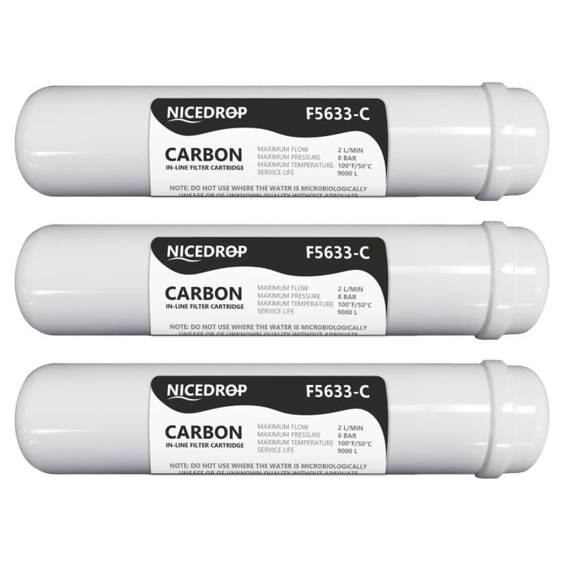NICEDROP Filtro a Carbone in Linea 12" Pollici Carbon 3PZ