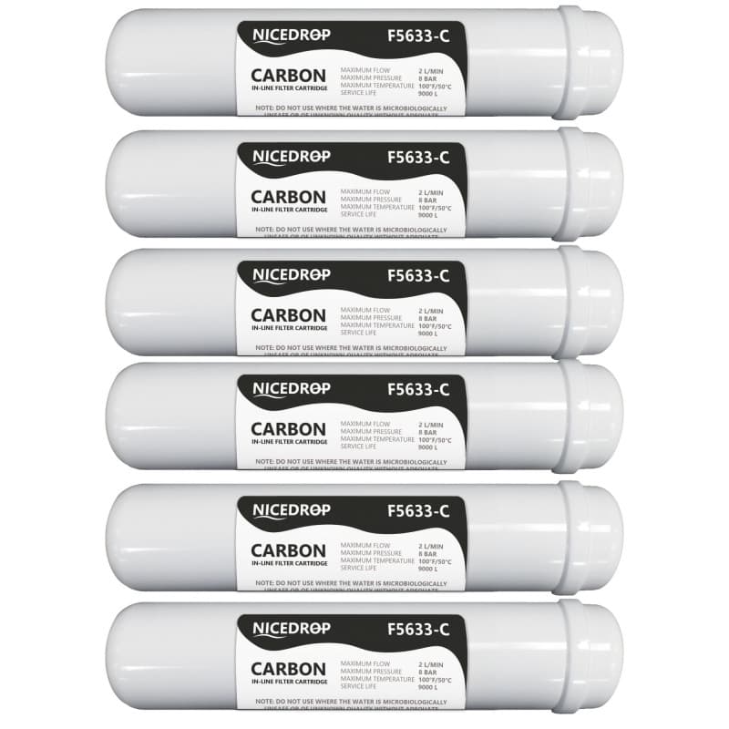 NICEDROP Filtro a Carbone in Linea 12" Pollici Carbon 6PZ