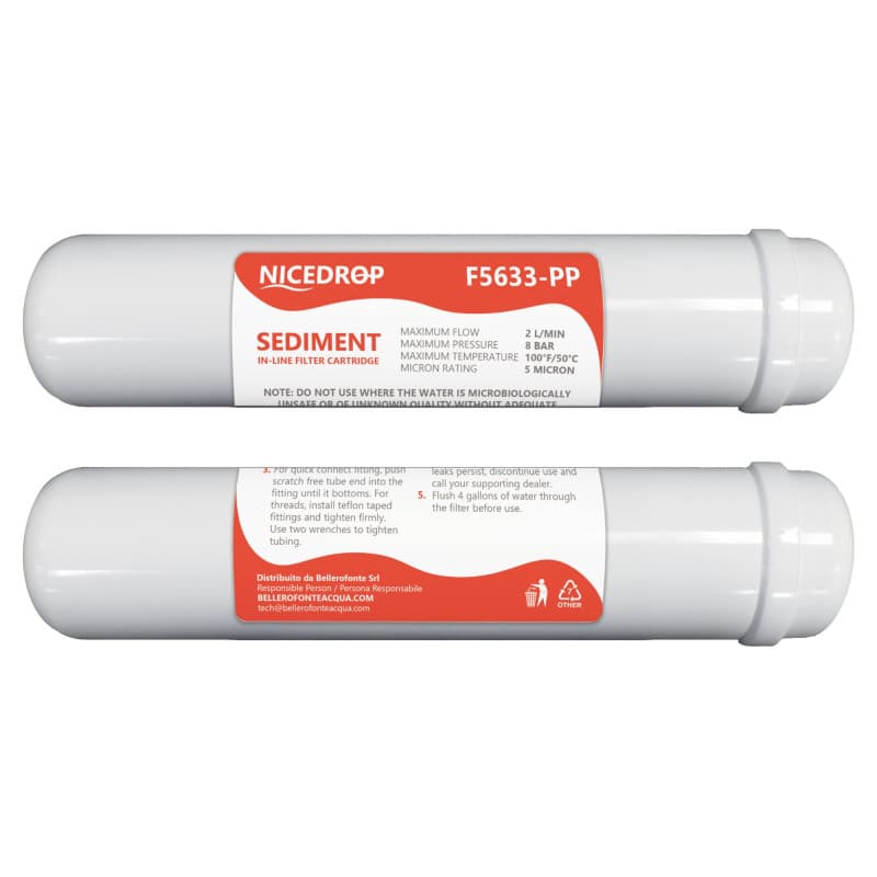 NICEDROP Filtro in Linea 12" per Osmosi Inversa – Sedimenti 1/4"2PZ