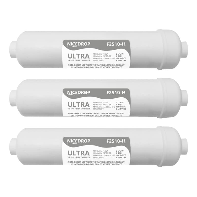 NICEDROP Filtro in Linea Ultrafiltrazione 10" Carbone e Membrana Cava 0,1 Micron-3PZ