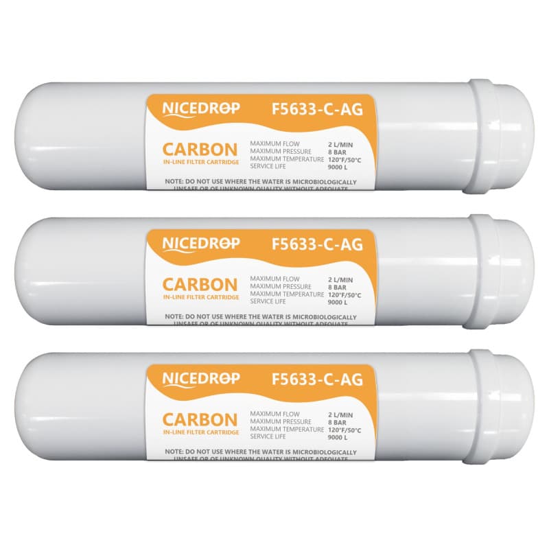 NICEDROP Filtri in Linea per Impianti ad Osmosi Argentizzato Batteriostatico -3PZ