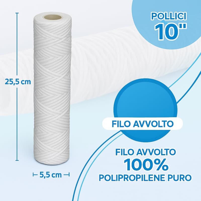 Cartuccia Filtro 10 Pollici 1 Micron in Filo