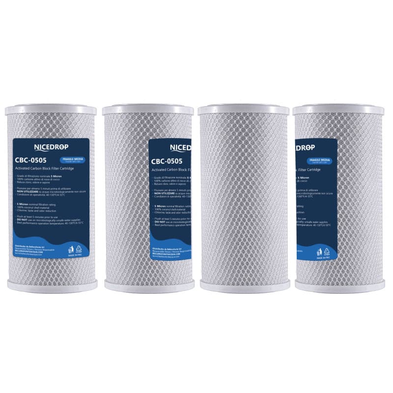 NICEDROP Carbon Block CTO 5 Pollici - 5 Micron 4PZ
