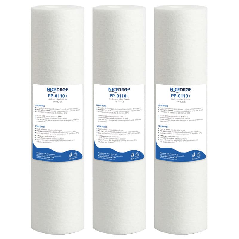 NICEDROP Filtro Sedimenti 10 Pollici 1 Micron Ultrafiltrazione 3PZ