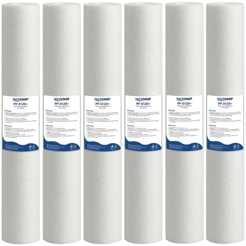 NICEDROP Filtro Sedimenti 20 Pollici 1 Micron Ultrafiltrazione 6PZ