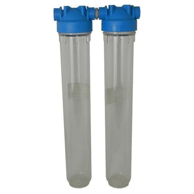 Batteria twin porta filtro 20" trasparente-trasparente