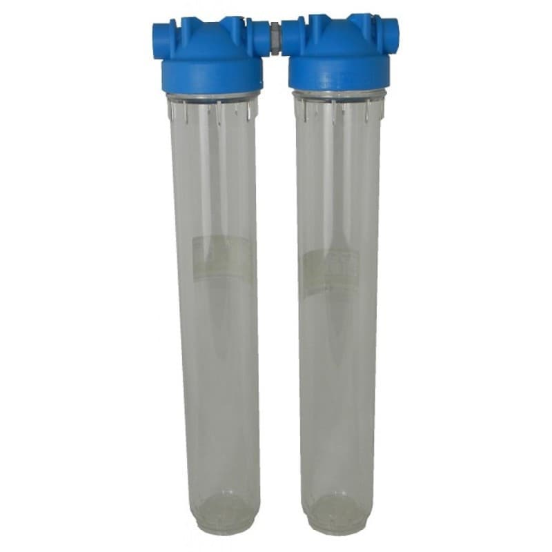 Batteria twin porta filtro 20" trasparente-trasparente